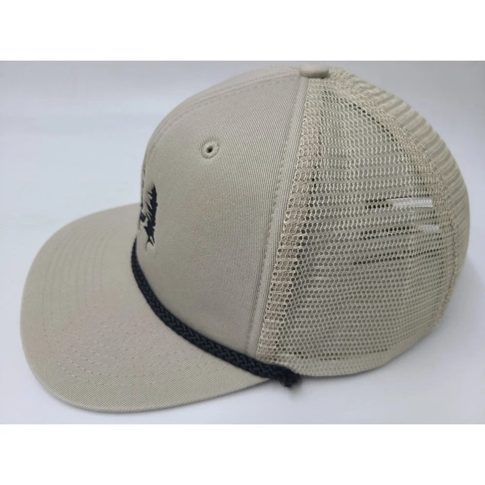 Trees Logo Paramount Apparel Rope Mesh Trucker Snapback Hat Cap Arbor Gray Beige